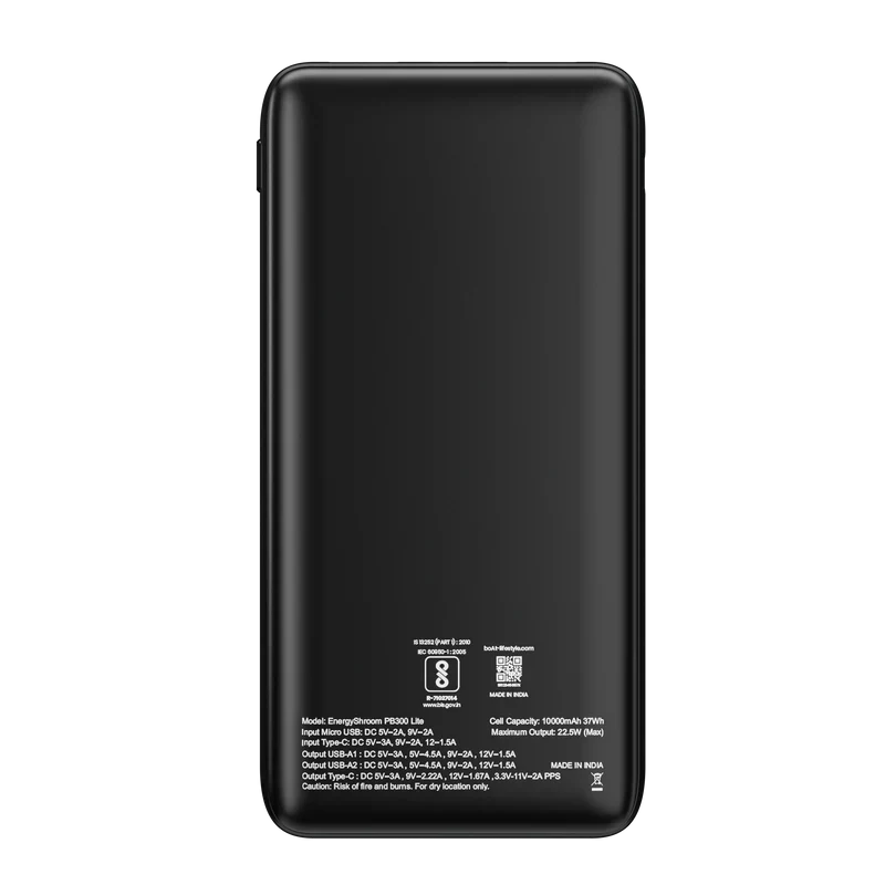 boAt EnergyShroom PB300 Lite 10,000 mAh Power Bank - Rivantrends accessories