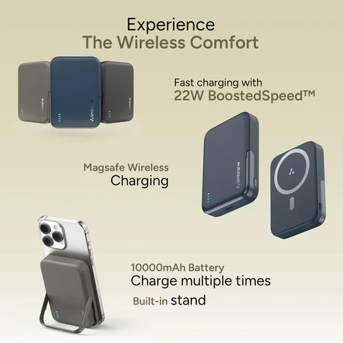 Ambrane AeroSync PB21 10000mAh Magnetic Wireless Power Bank - Rivantrends accessories
